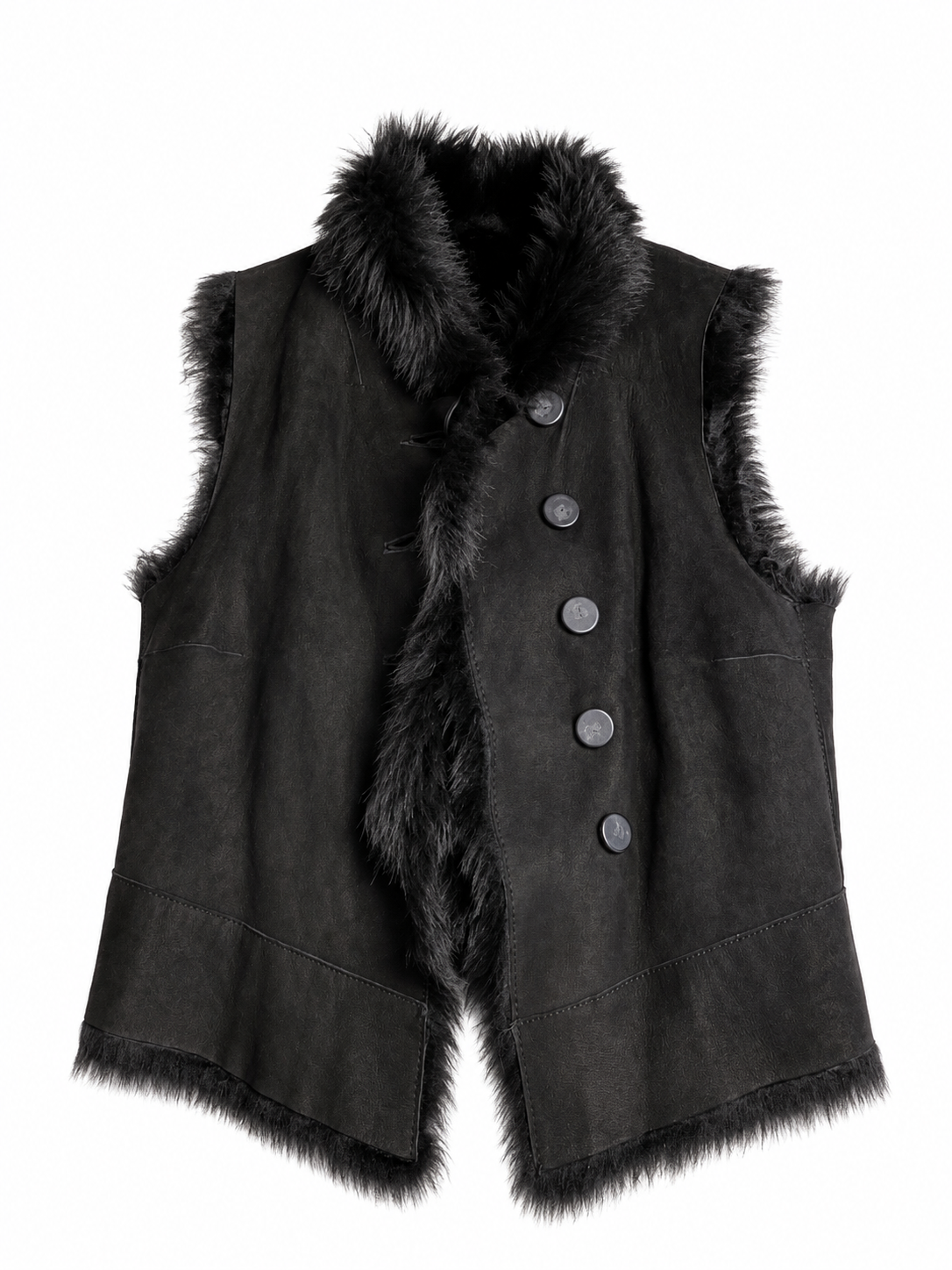 Joseph Lucy Toscana Black Shearling Gilet Vest – Size 38 ladies