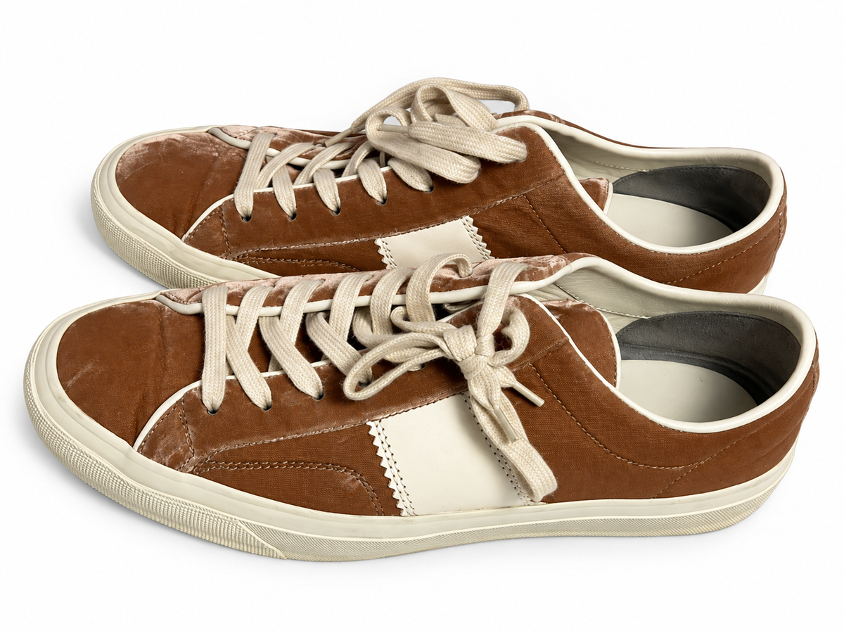 Tom Ford Men’s Velvet & Leather Low-Top Sneakers – Size UK 9 / EU 43 men