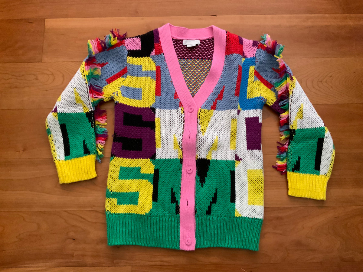 STELLA MCCARTNEY KIDS GIRLS’ Knit Fringe Multicolour Cardigan Size 10 years children