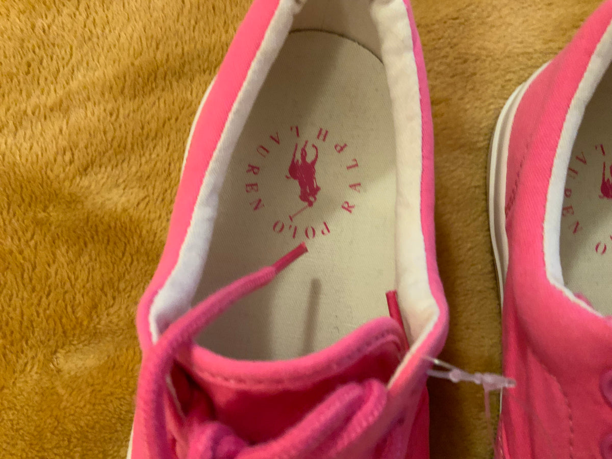Polo Ralph Lauren Bright Pink canvas low-top sneakers trainers size 38 ladies