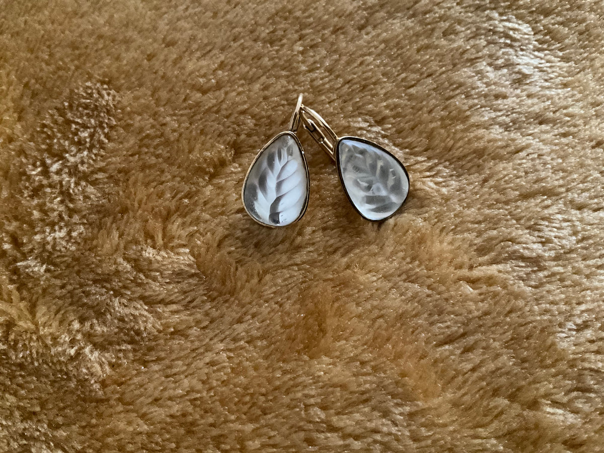 Gold vermeil Lalique Heliconia drop earrings ladies