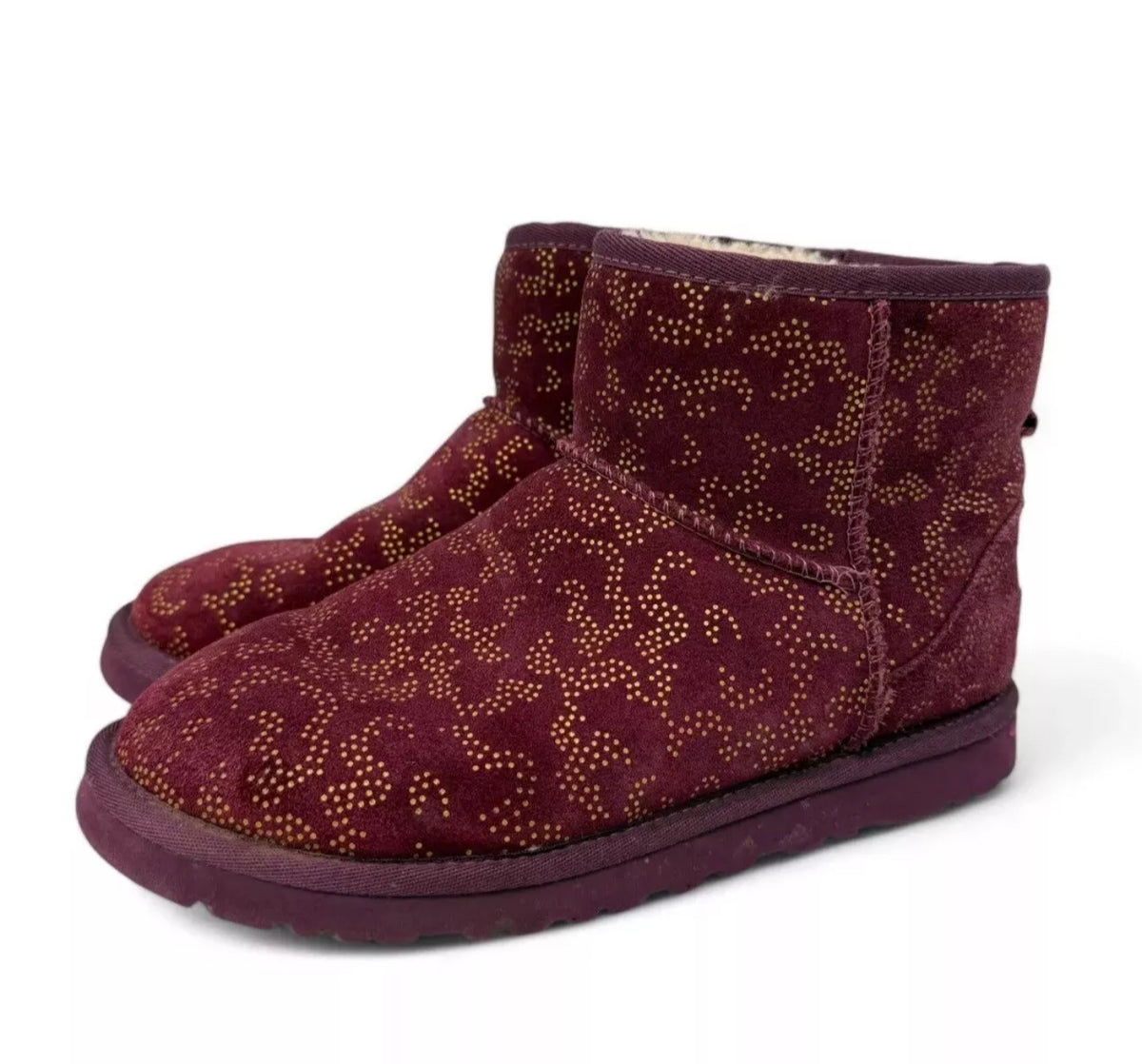 UGG 1008562 ASTR Classic Mini Metallic Maroon Sheepskin Boots UK4.5 37 UGG F11 ladies