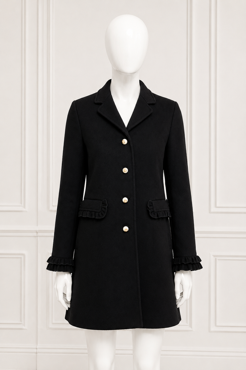 Gucci Black Wool Coat with GG Pearl Buttons – IT 34 / XXS ladies