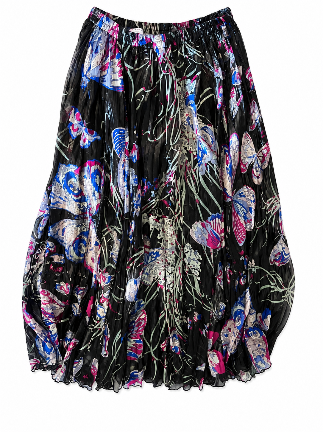 Emilio Pucci Silk Butterfly Print Pleated Maxi Skirt – Size L ladies