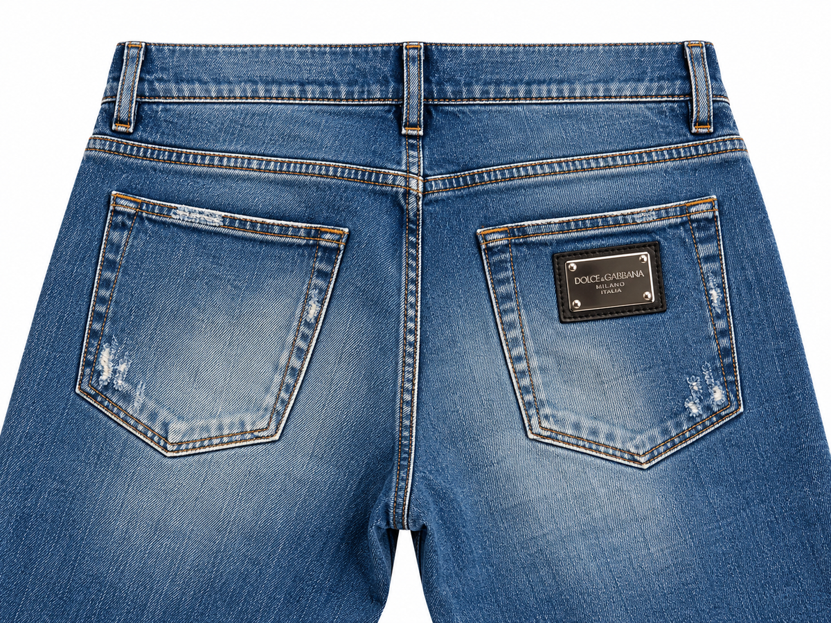 Dolce & Gabbana Men’s Blue Distressed Slim Fit Jeans – Size IT 48 men