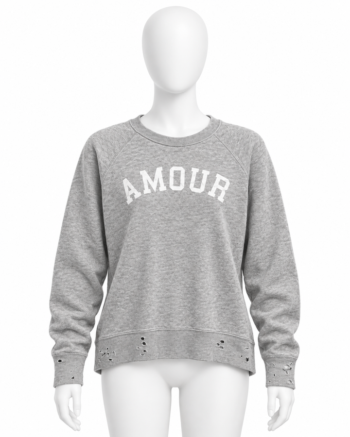 Zadig & Voltaire Grey AMOUR Distressed Sweatshirt ladies