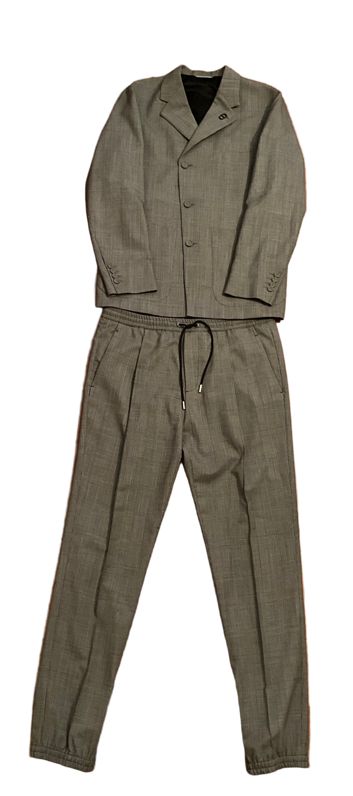 Dior Virgin Wool Check CD Icon Two-Piece Set Suit Size 48-jacket Size 50-trousers men