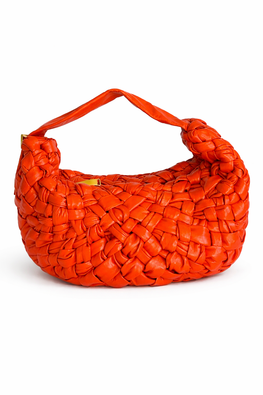 Bottega Veneta Leather Intrecciato Banana Shoulder Bag Orange ladies