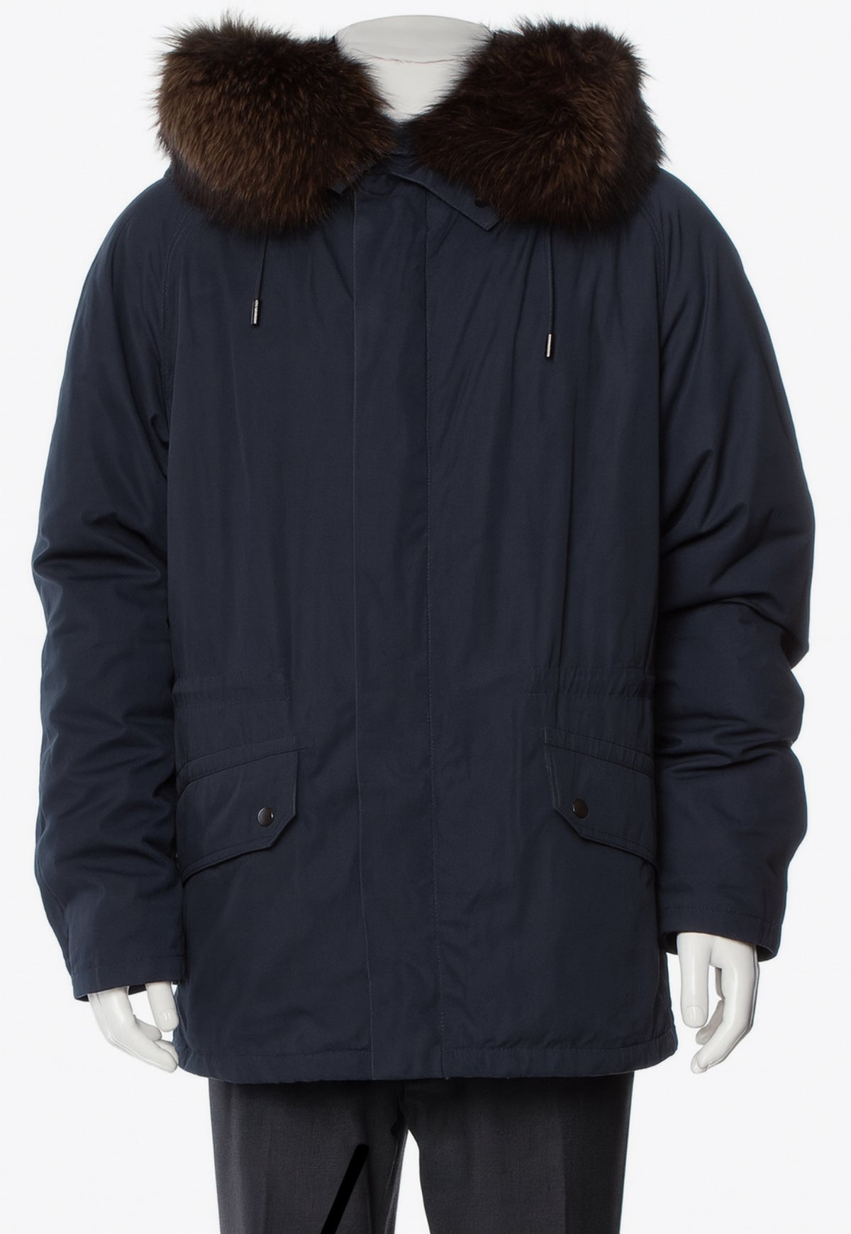 Yves Salomon Parka Iconic Fur Linen Jacket Size 48 Men
