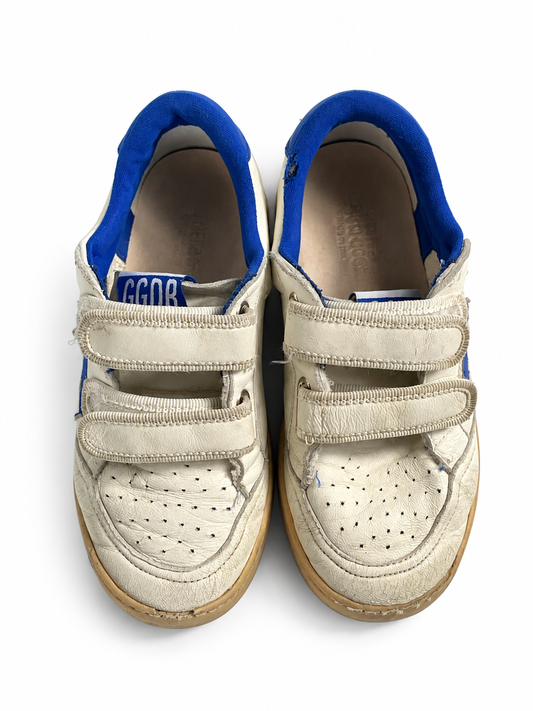 Golden Goose Ball Star Junior Leather Trainers – White & Blue children