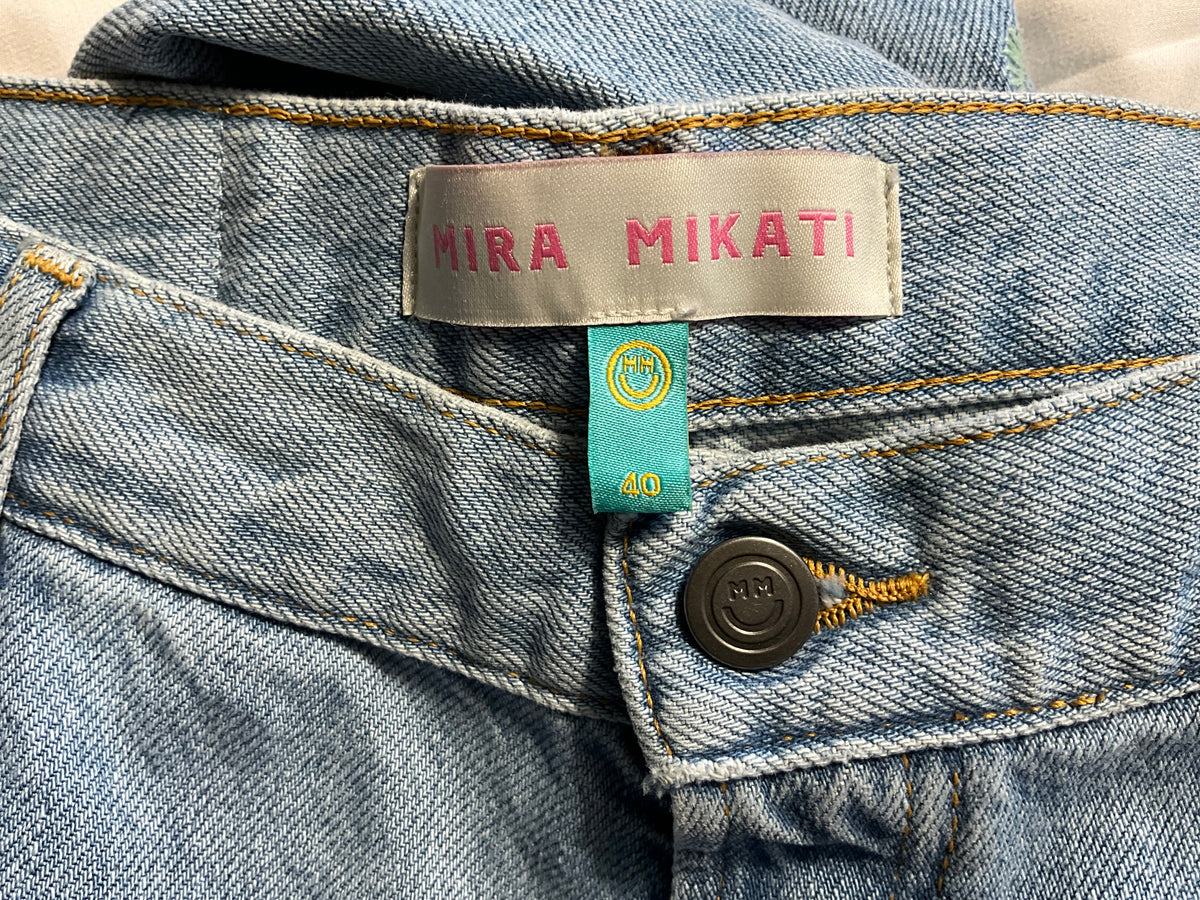 Mira Mikati Light Blue Embroidered Wide-Leg Jeans – Size 40 ladies