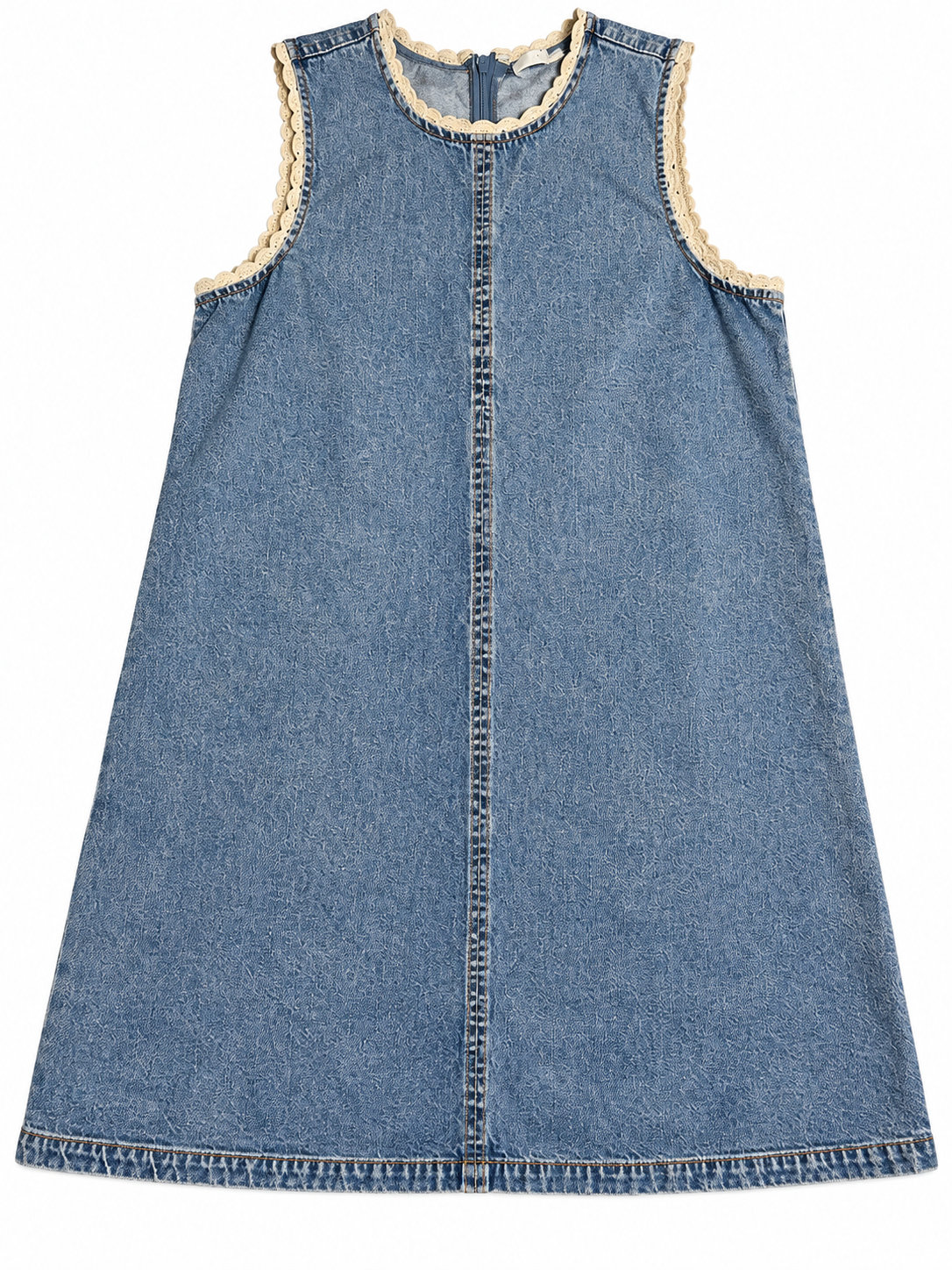 FRAME Crochet Tide Organic Cotton-Blend Denim Mini Dress ladies