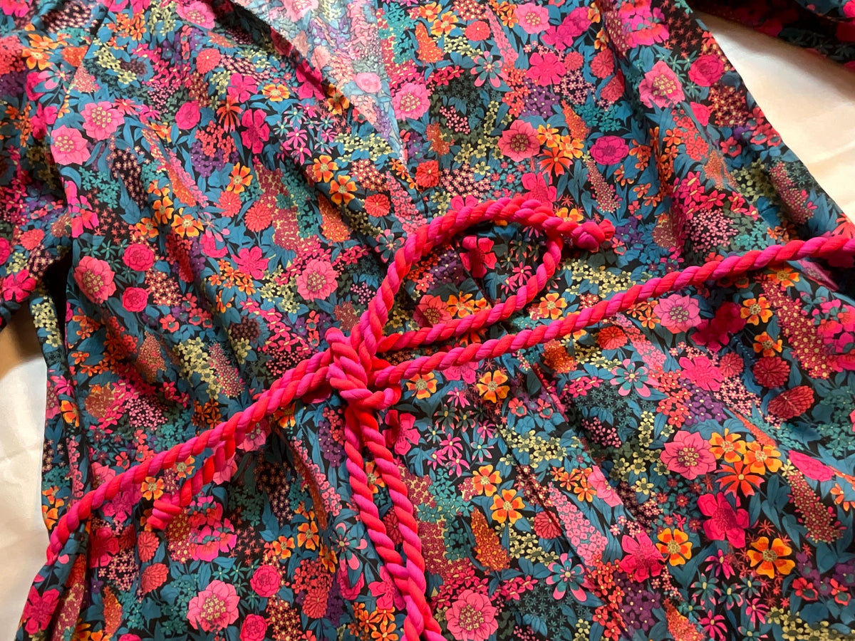 Eres Liberty Fabric Floral Printed Belted Dress Coat Size S small ladies