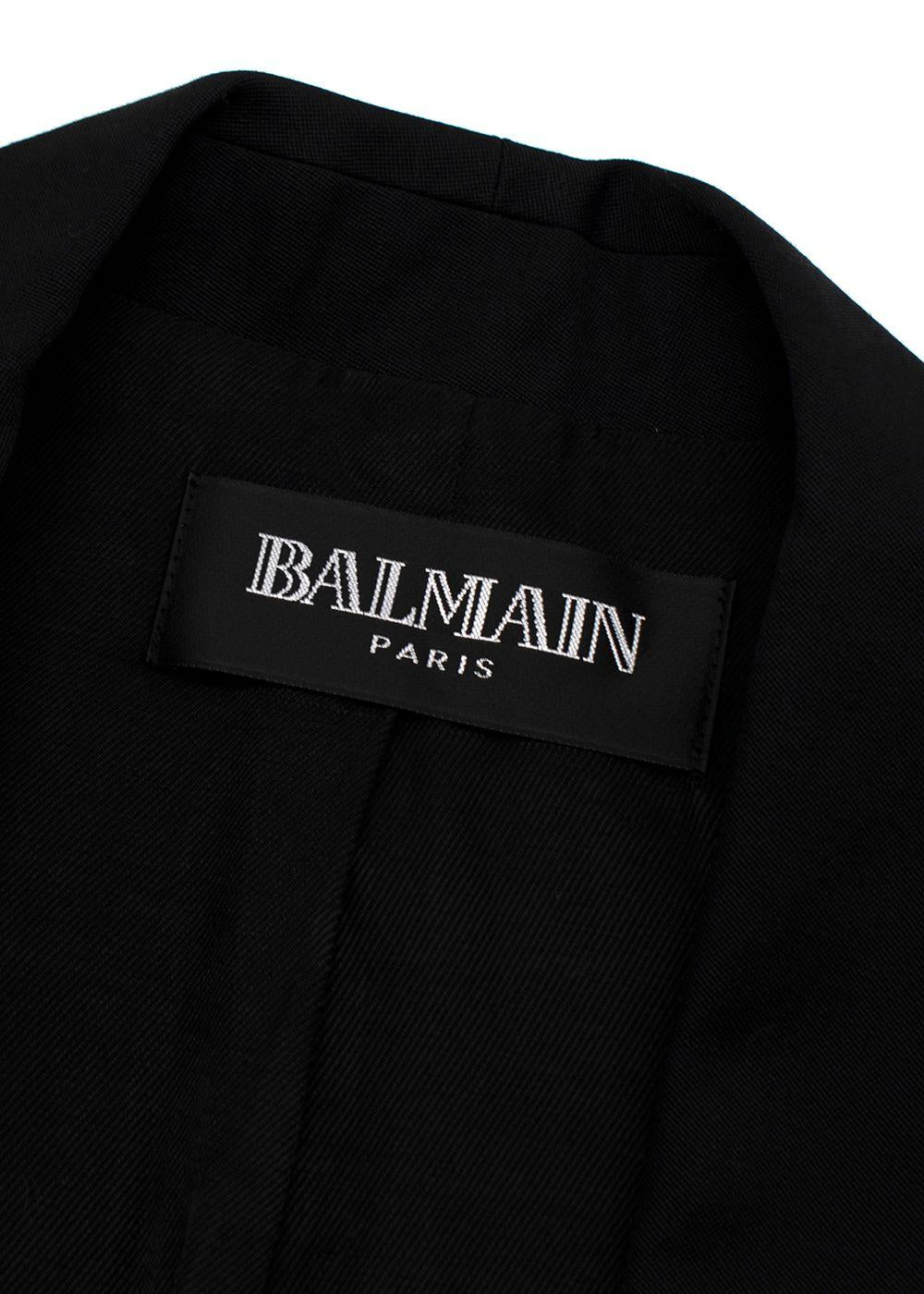 BALMAIN Black Military Jacket Gold Embellished Sleeves Blazer Size F 38 ladies
