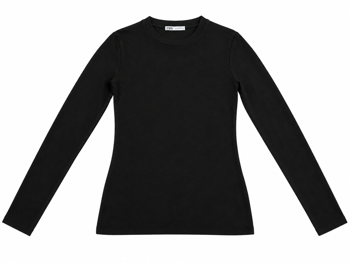 Zara Black Semi-Sheer Long Sleeve Top – Size M ladies