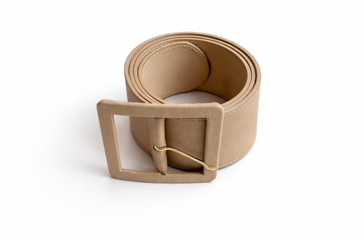 Franck Namani Beige Leather Wide Belt 80 ladies