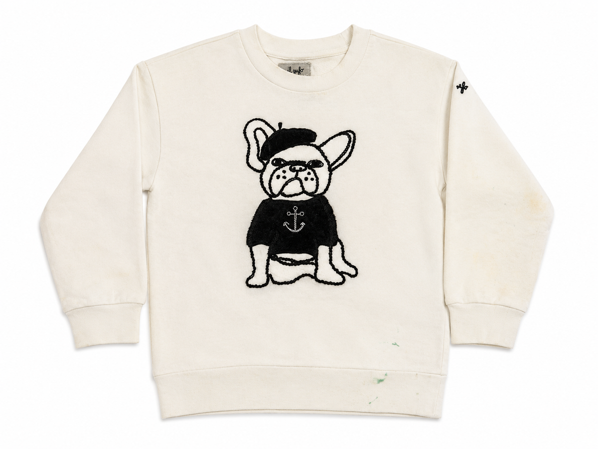 Il Gufo French Bulldog Embroidered Sweatshirt 5 years children