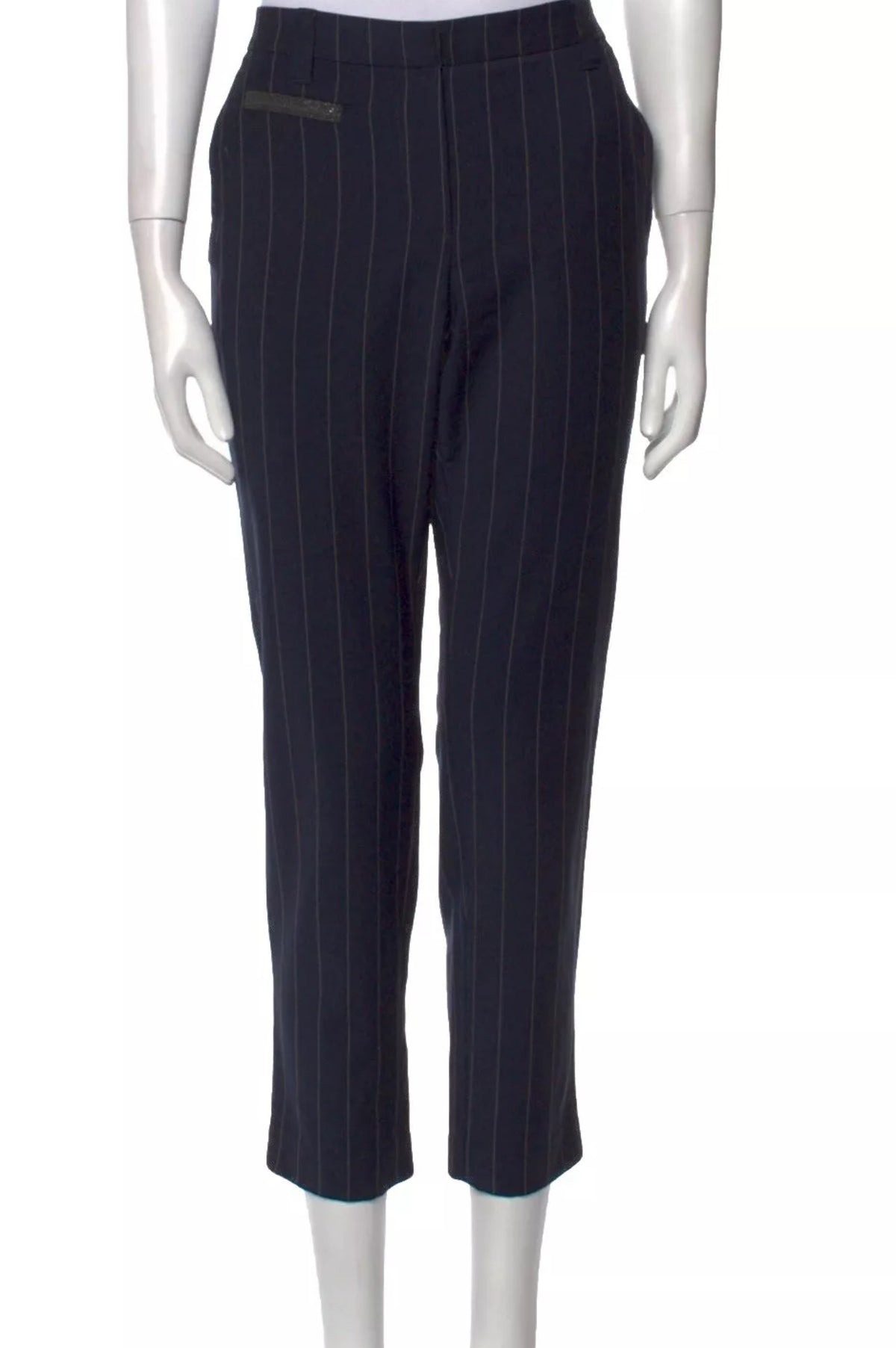 BRUNELLO CUCINELLI Monili Virgin Wool Straight Leg TROUSERS PANTS Sz I 44 UK 12 ladies