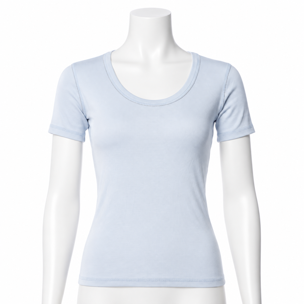 Fabiana Filippi Light Blue Cotton T-Shirt with Monili Trim Size I 40 UK 8 ladies