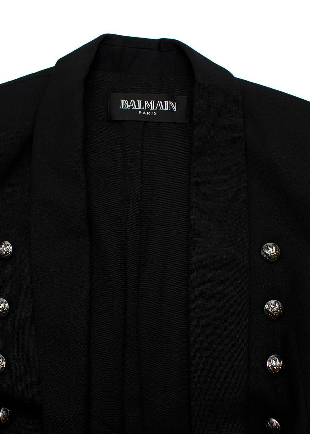 BALMAIN Black Military Jacket Gold Embellished Sleeves Blazer Size F 38 ladies