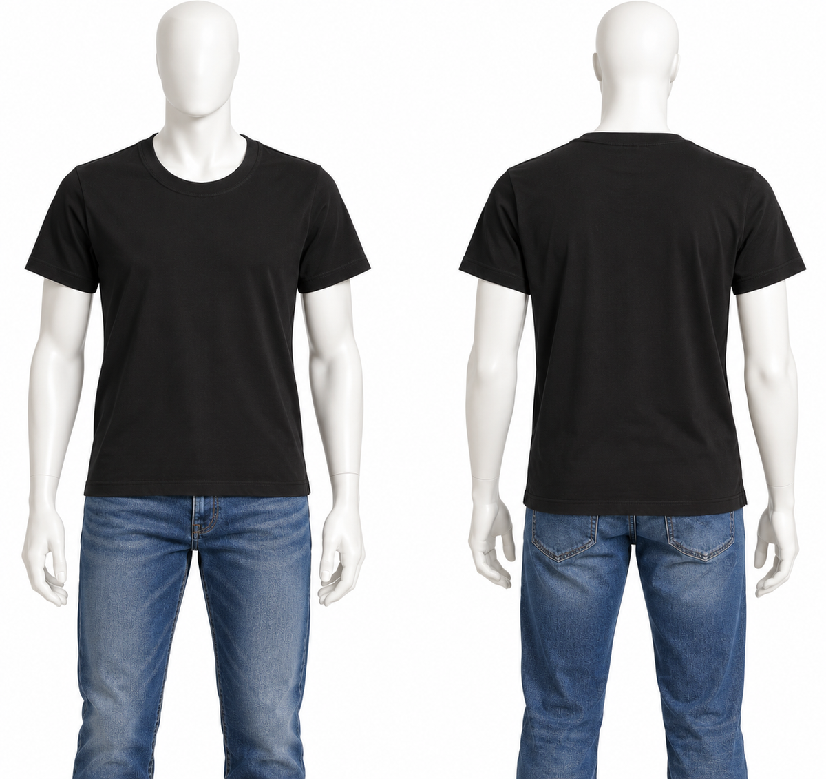 Men’s Black Cotton Crew Neck T-Shirt – Size M men