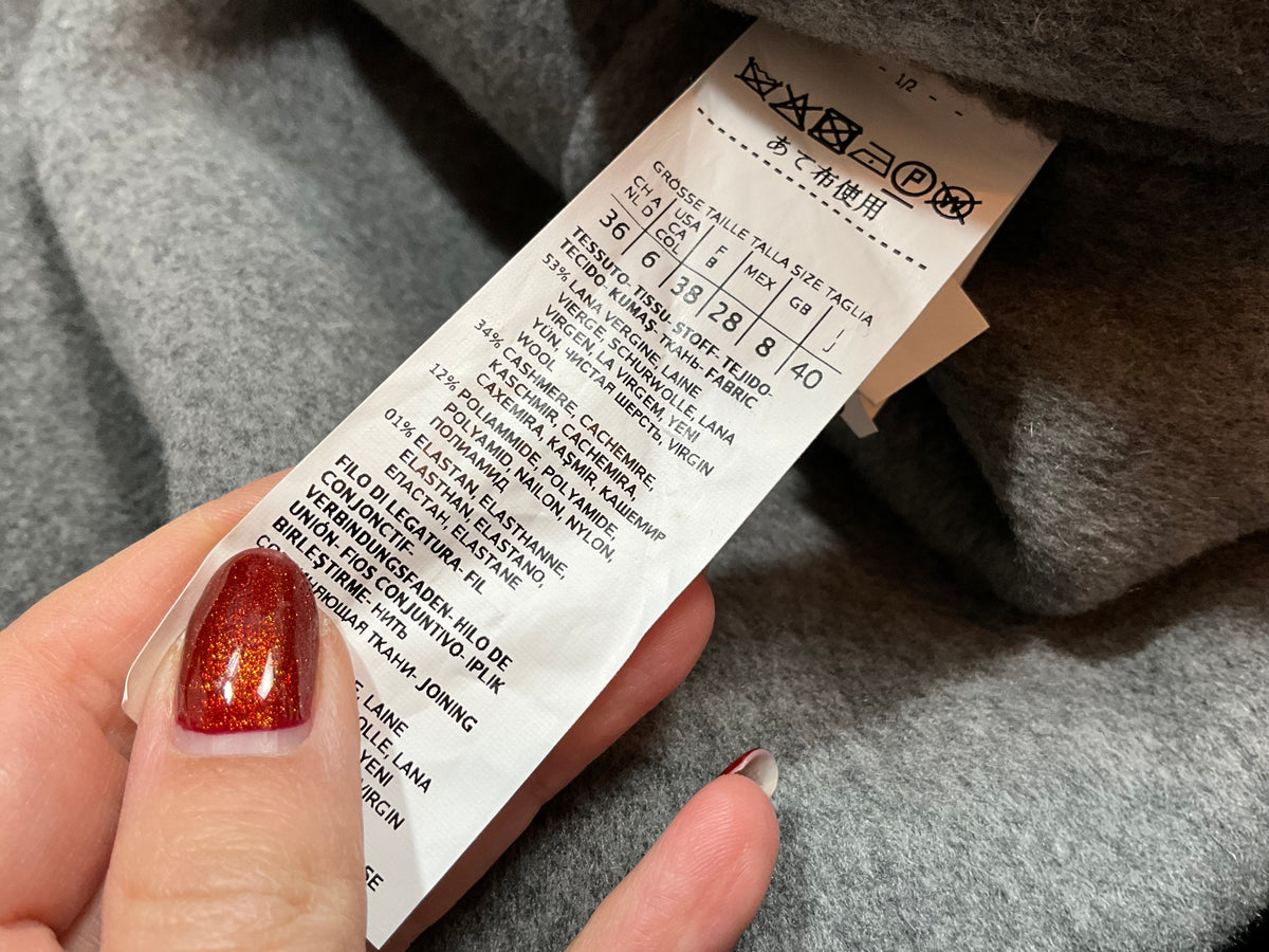 'S by Max Mara Grey Wool & Cashmere Wrap Coat Size US 6 UK 8 F 38 ladies