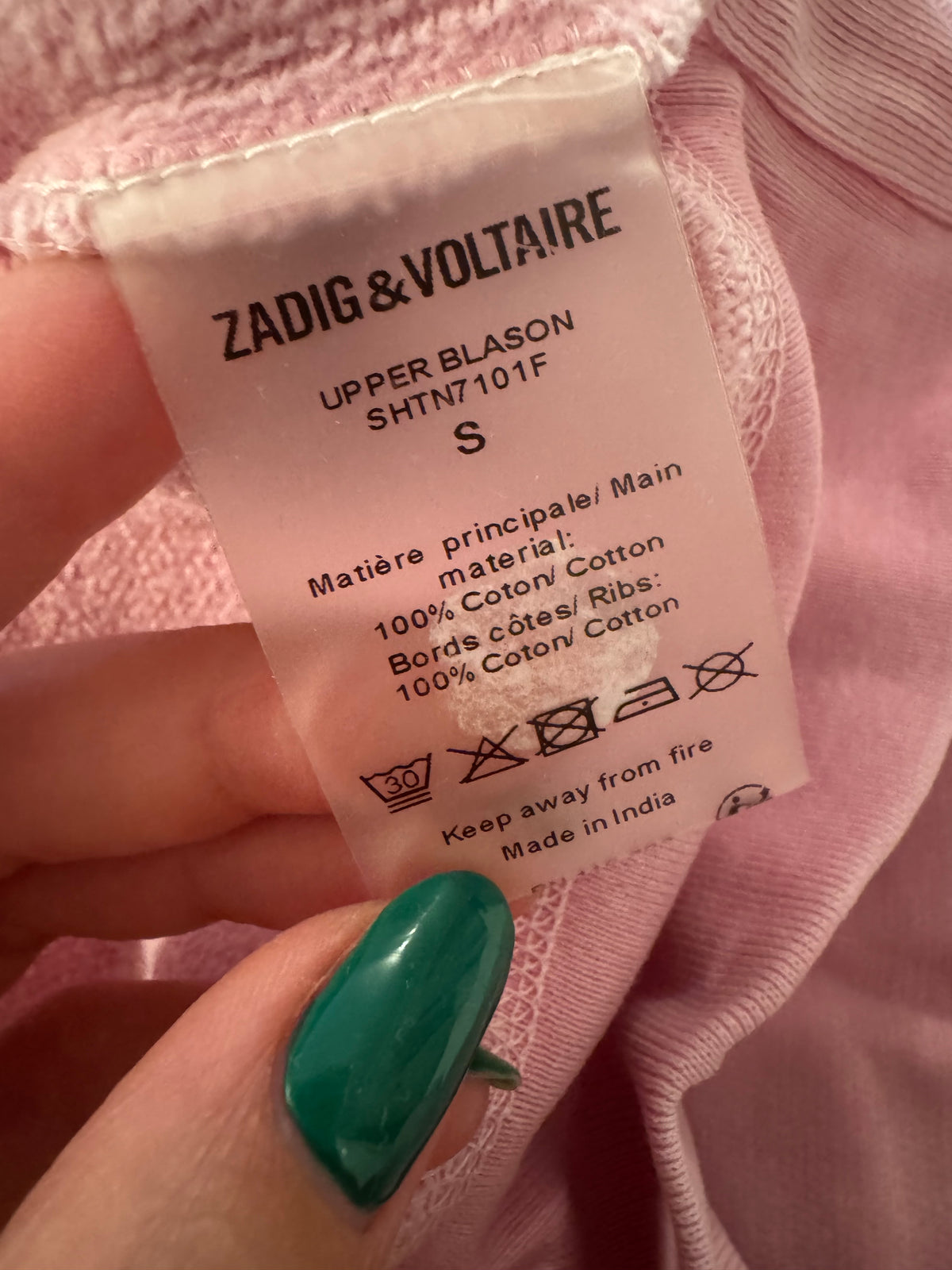 Zadig&Voltaire Upper Blason pink sweatshirt size S small ladies
