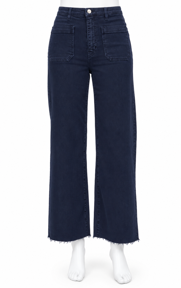 FRAME Navy Blue High-Waisted Wide-Leg Cropped Jeans – Size 29 ladies