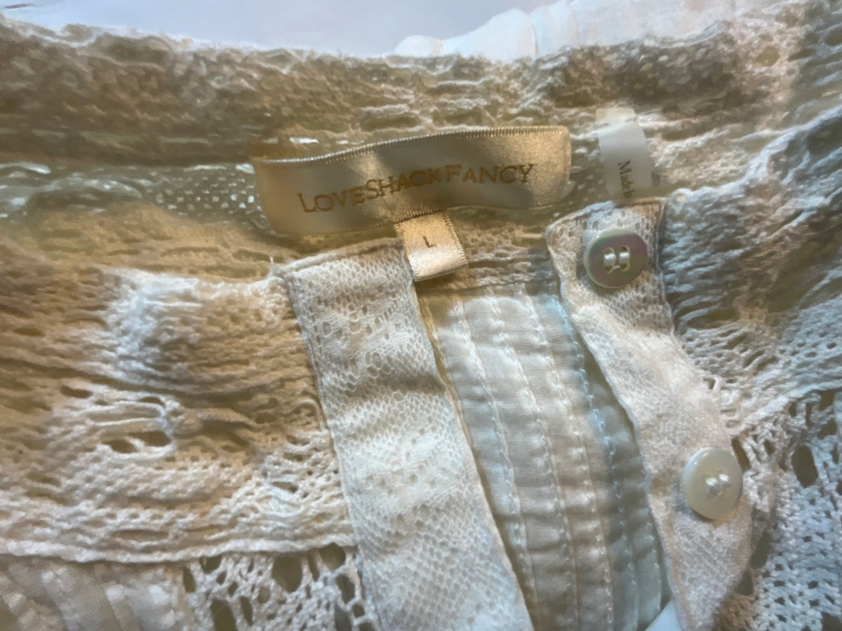 LoveShackFancy White Lace mini dress size L LARGE ladies