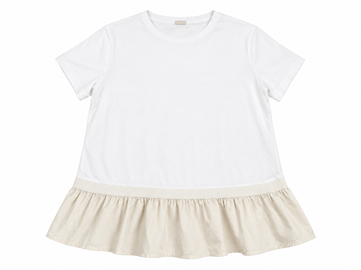 Herno White Cotton Peplum T-Shirt ladies