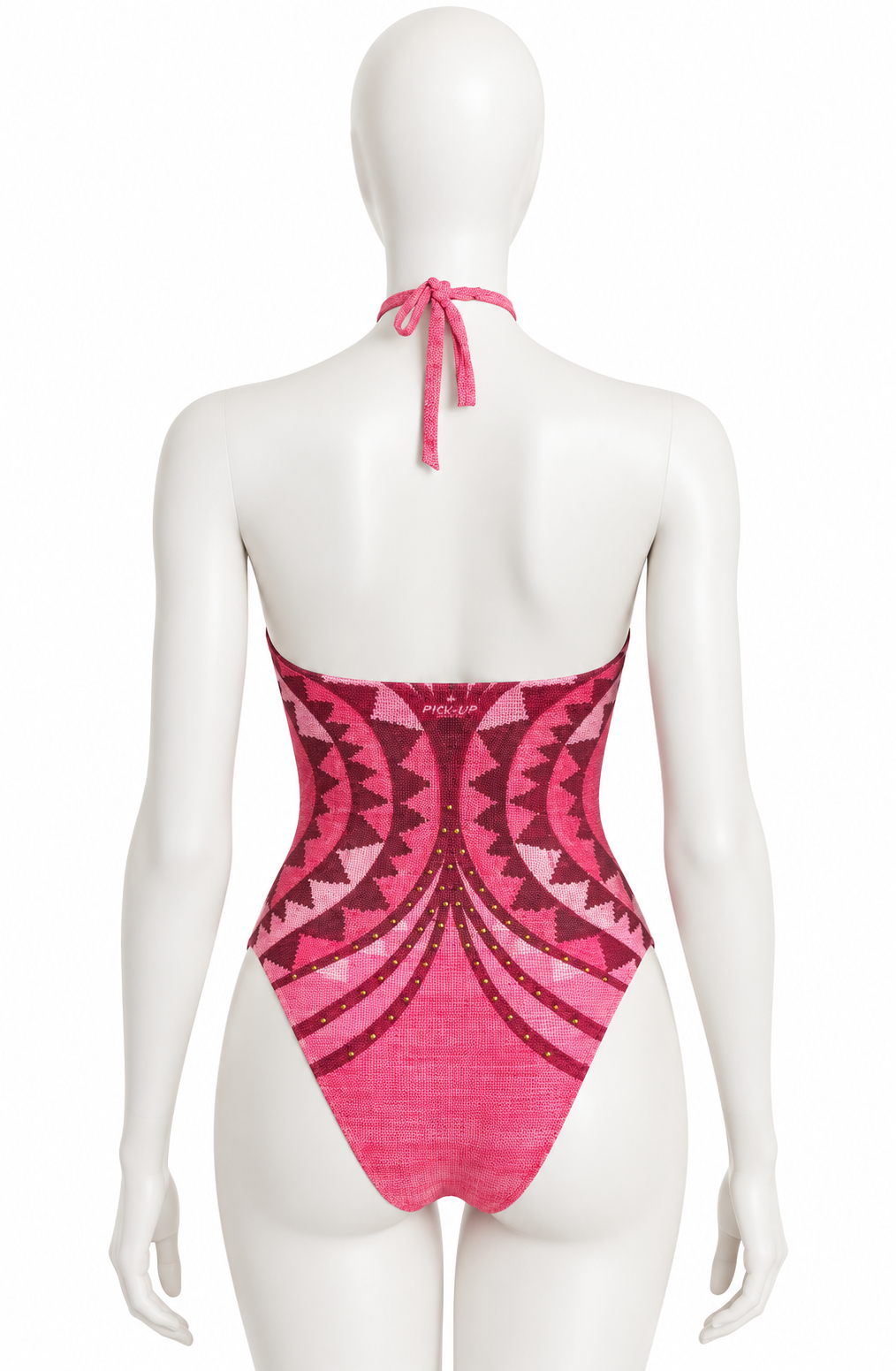 Pin Up Stars Pink & Burgundy Embellished Halter One-Piece Swimsuit – Size M ladies