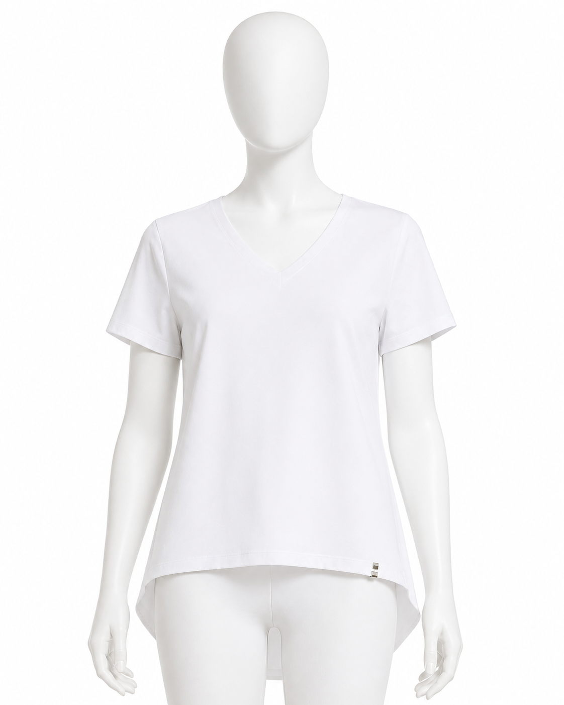 Herno White Mixed-Media V-Neck T-Shirt / Blouse size 40 ladies