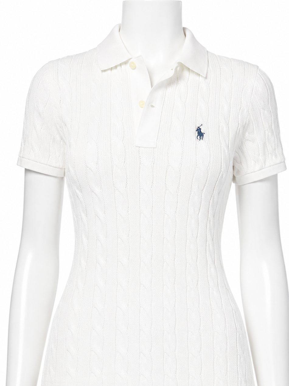 Polo by Ralph Lauren Cable Knit Polo Dress – White – Size M ladies