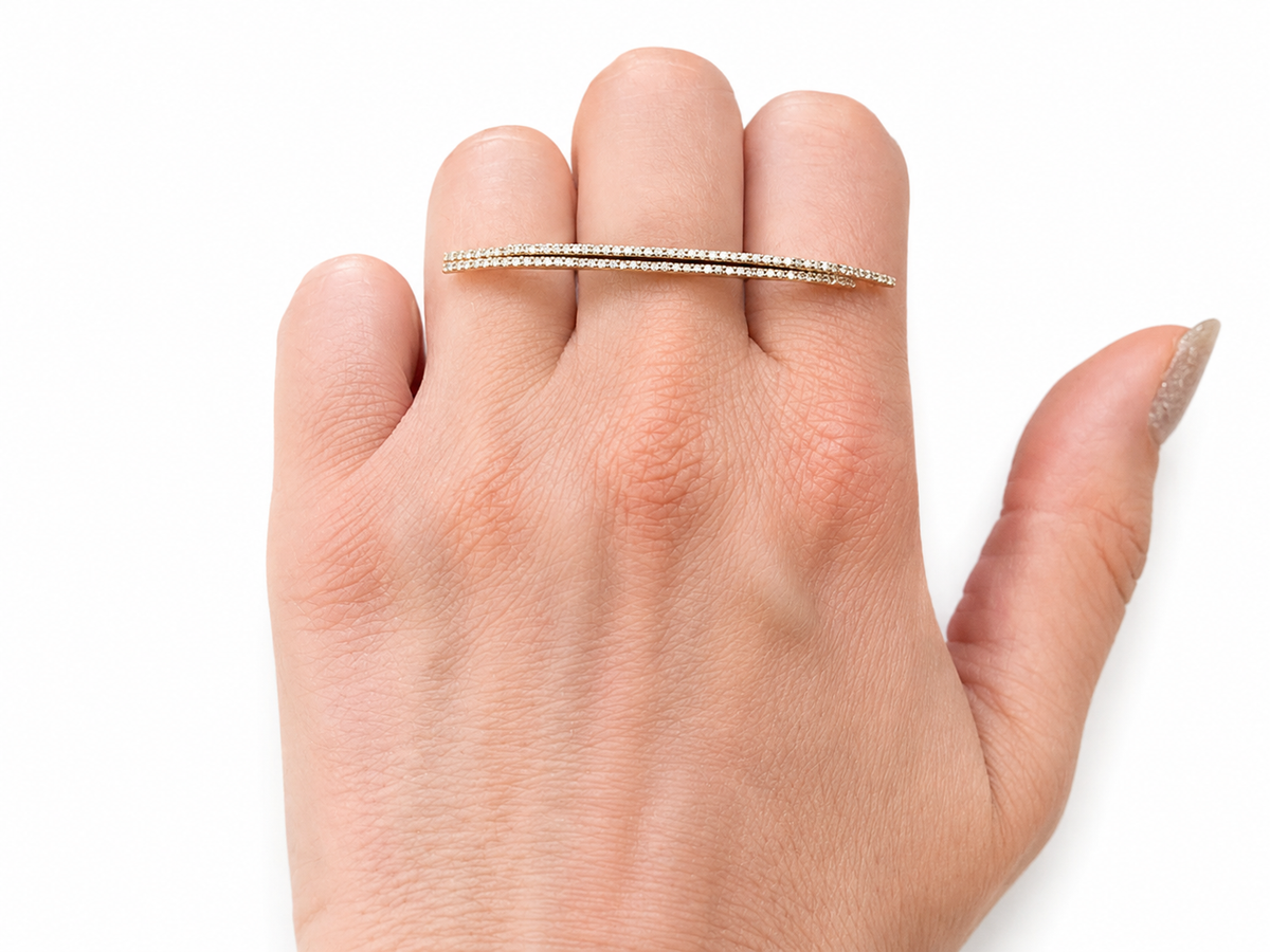 Elegant 14K Yellow Gold Diamond Two-Ring Set ladies