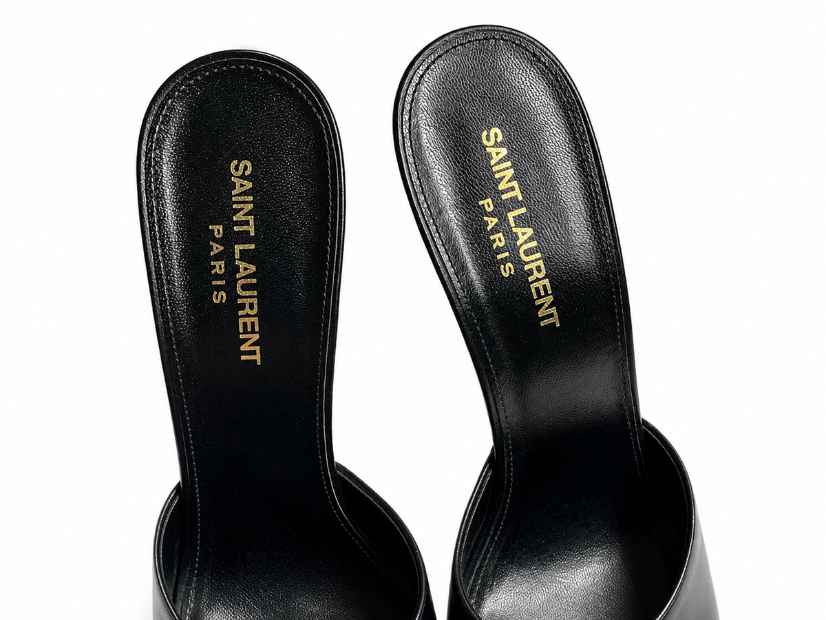 Saint Laurent LA 16 Leather Mules – Black – EU 39 ladies