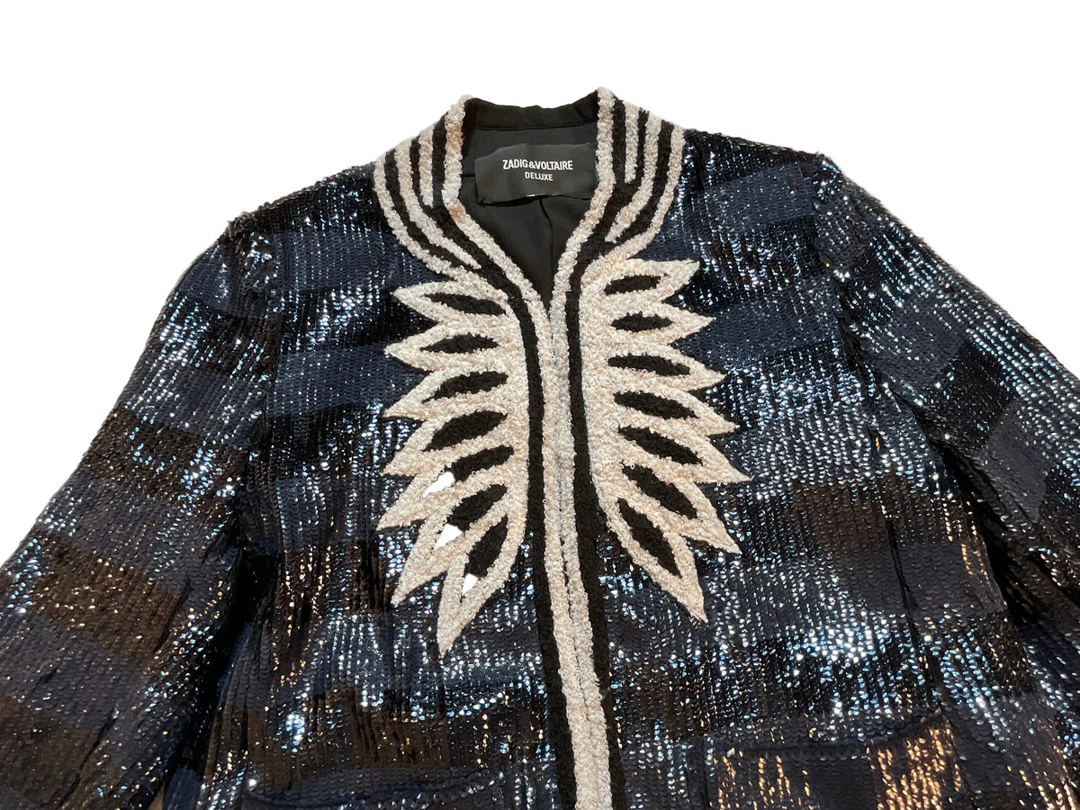 Zadig & Voltaire Vijou Sequin Jacket Blazer Size S small ladies