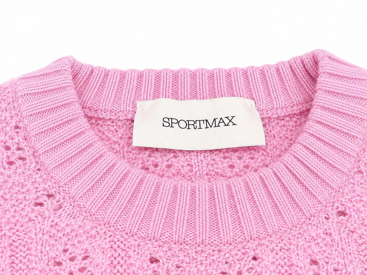 Sportmax Pink Wool & Cashmere Pointelle Knit Sweater – Size M ladies