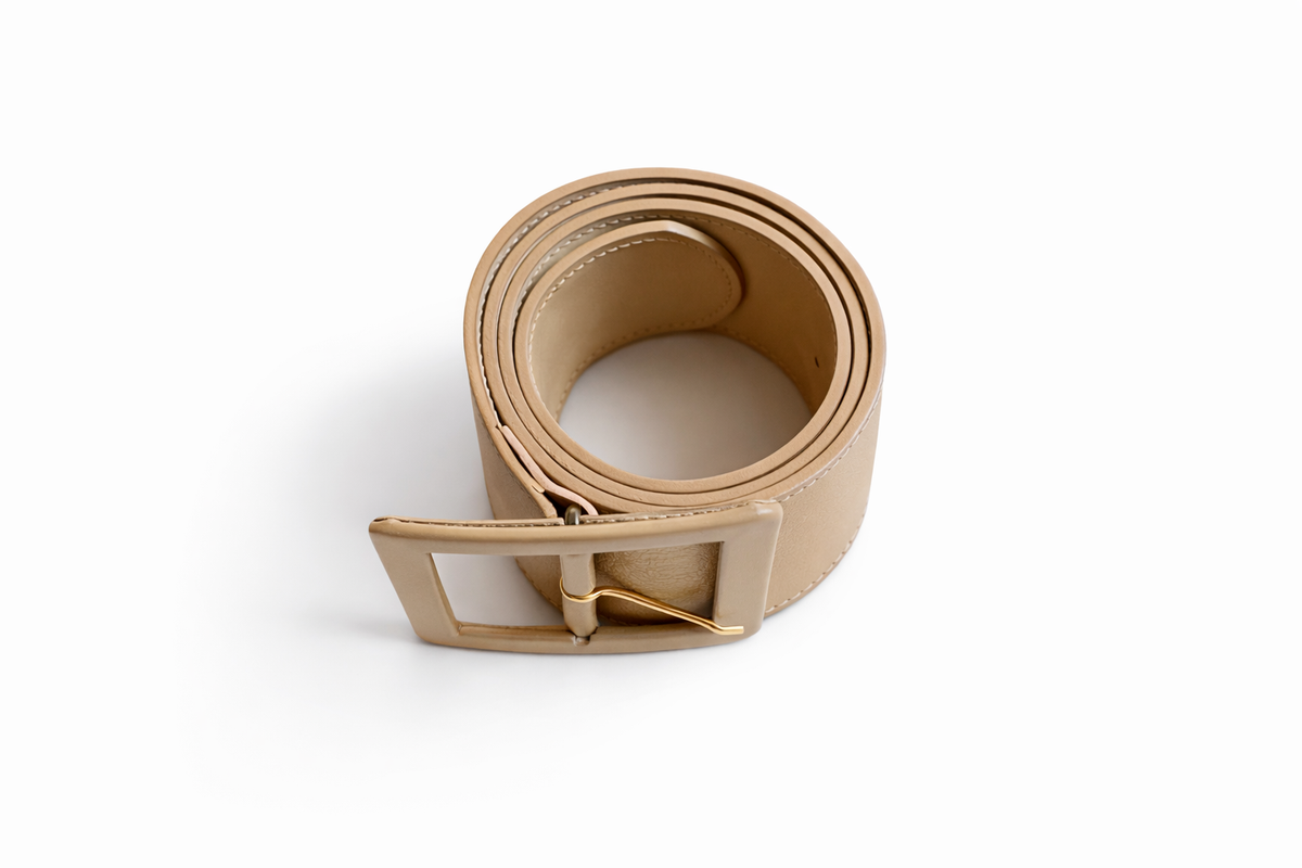 Franck Namani Beige Leather Wide Belt 80 ladies