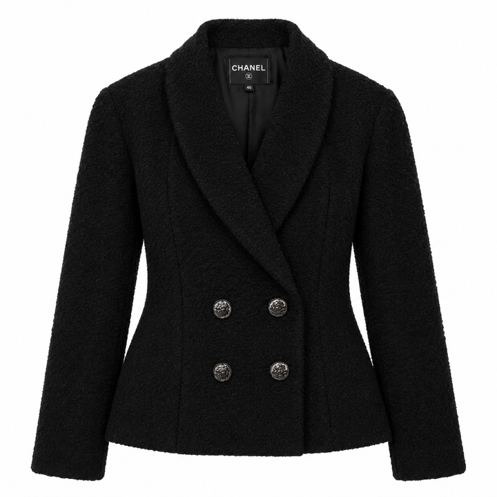 Chanel La Petite Veste Noire Black Bouclé Wool Jacket – Pre-Fall 2022/2023 – Size 40 ladies