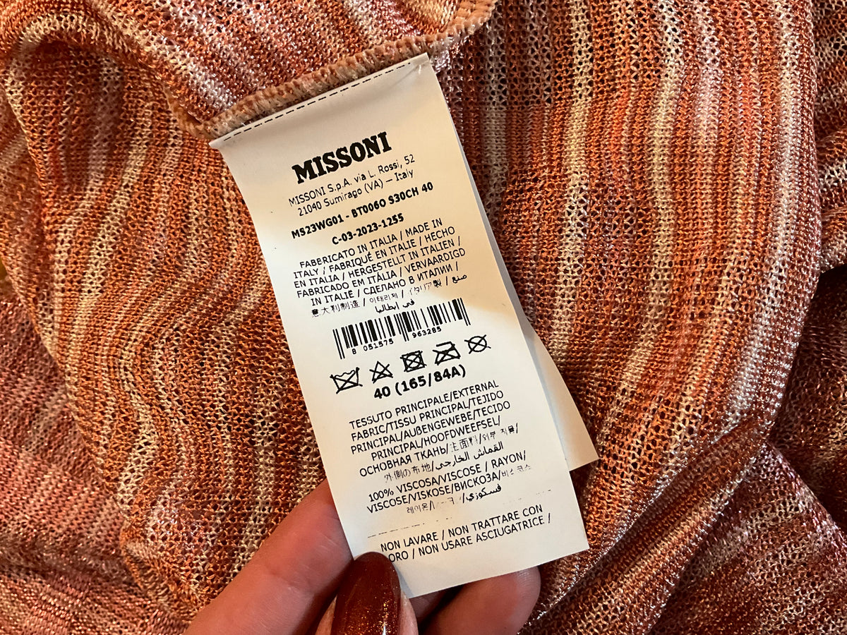 Missoni V neck Pink Cover Up Kaftan Tunic Dress size I 40 UK 8 US 4 S SMALL LADIES