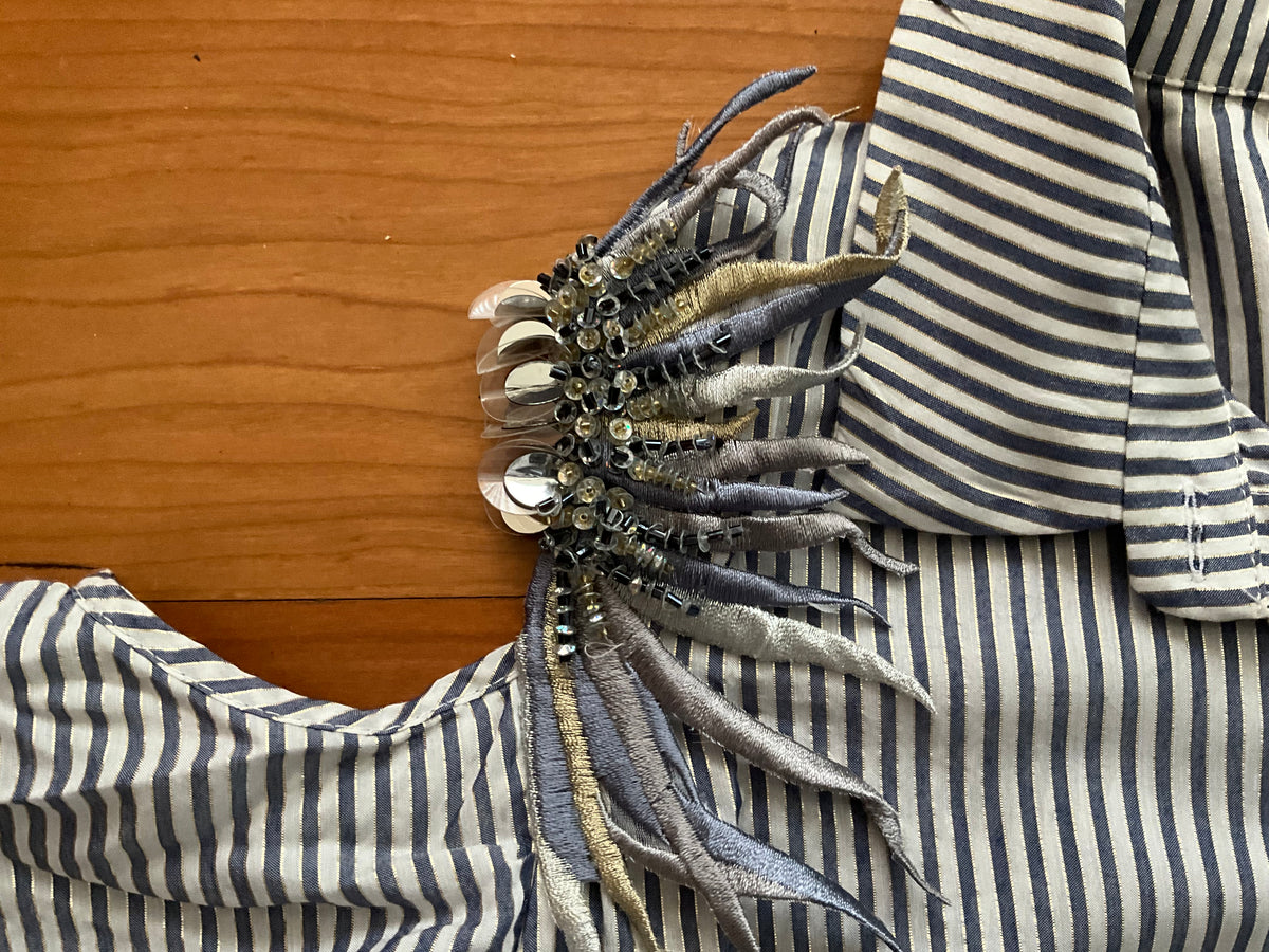 Gizia Striped Shirt Dress Embroidered MINI DRESS 38 S small ladies