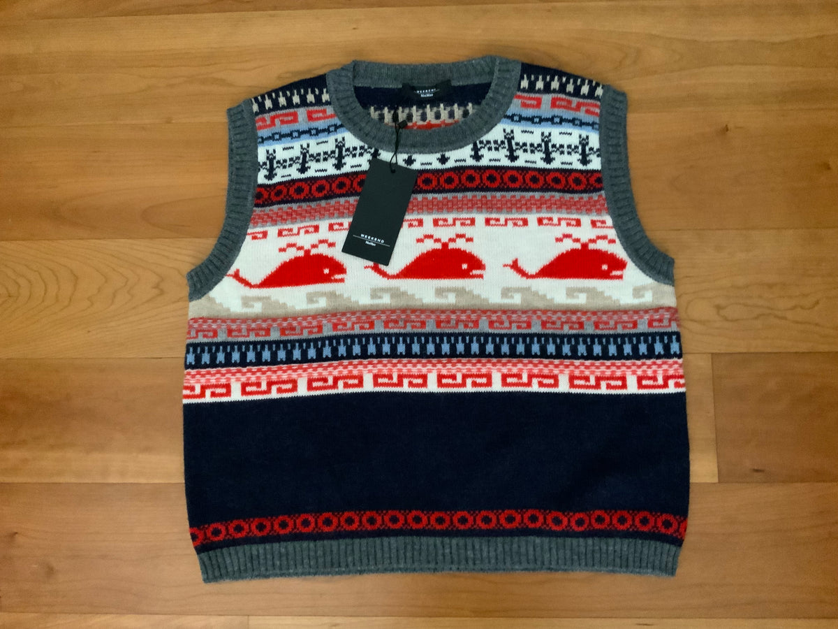 WEEKEND MAX MARA Fair Isle Sweater Vest Wool & Alpaca Knit Size S small ladies