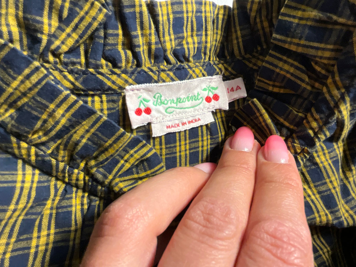 Bonpoint Girls’ Checked Ruffle Blouse 14 years children