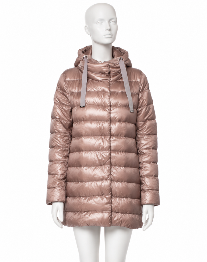 Herno Shiny Quilted Down Puffer Coat with Velvet Hood – Size IT 42 ladies
