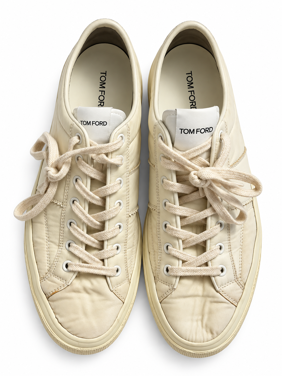 Tom Ford Men’s Cream Canvas Sneakers – Size 9 / EU 43 men
