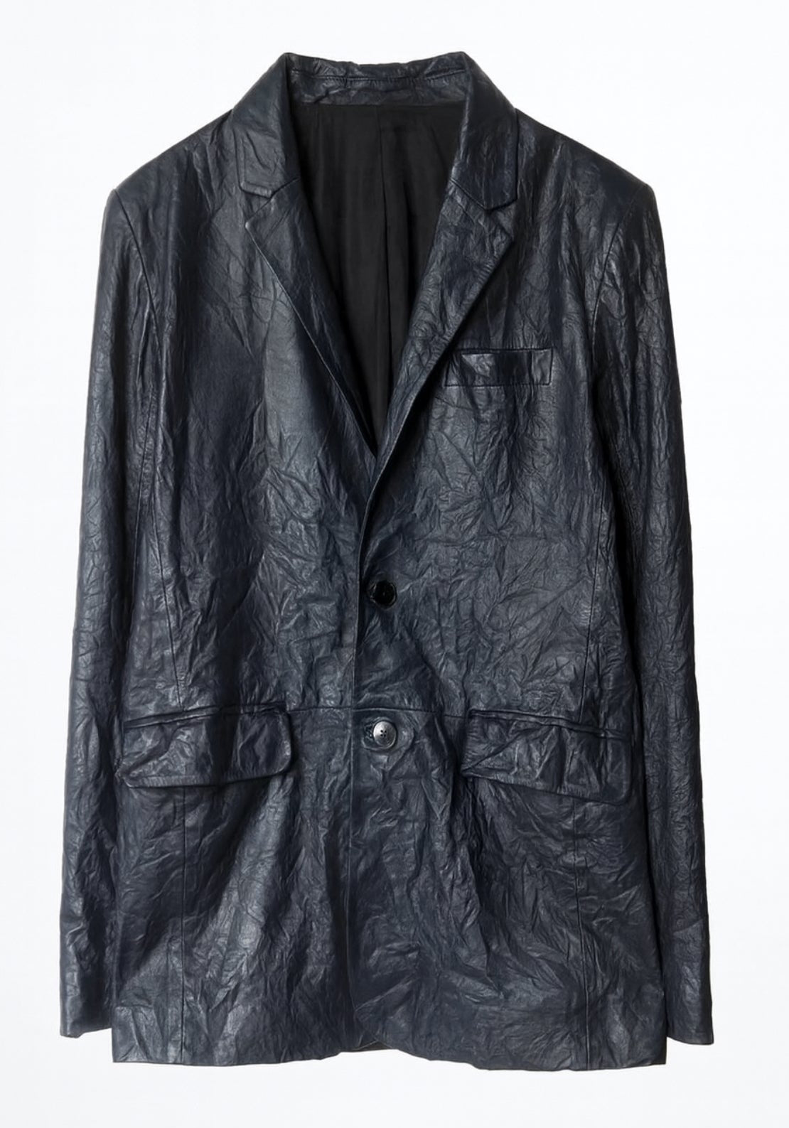 ZADIG & VOLTAIRE Valfried Crinkle Leather Jacket Navy Size 50 men