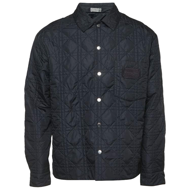 Dior Navy Blue Cannage Quilt Nylon Blend Oversized Light Jacket Size 50 men
