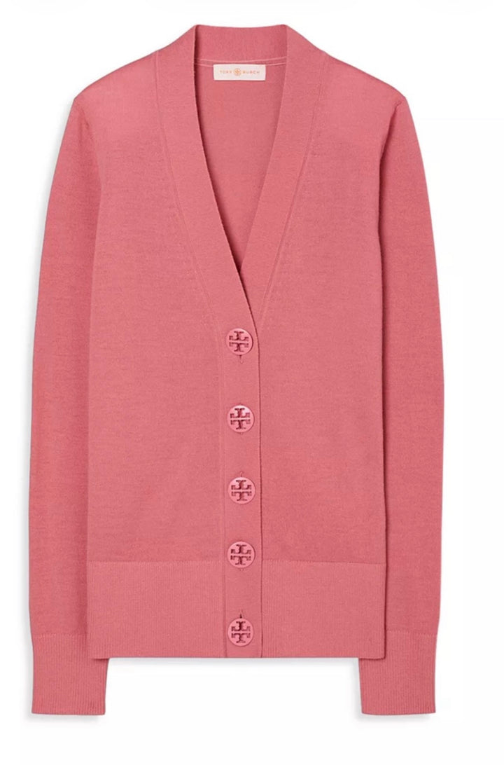 Tory Burch Simone Button Wool Cardigan, Pink Size S/P ladies