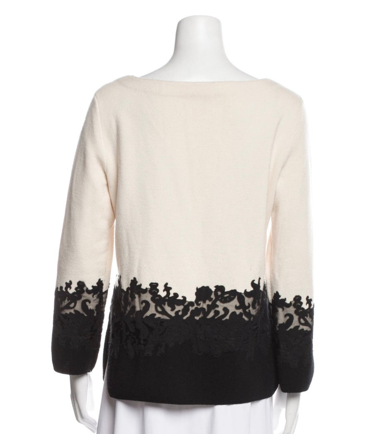 Tory Burch colorblock bateau neckline sweater jumper black cream lace size M medium ladies