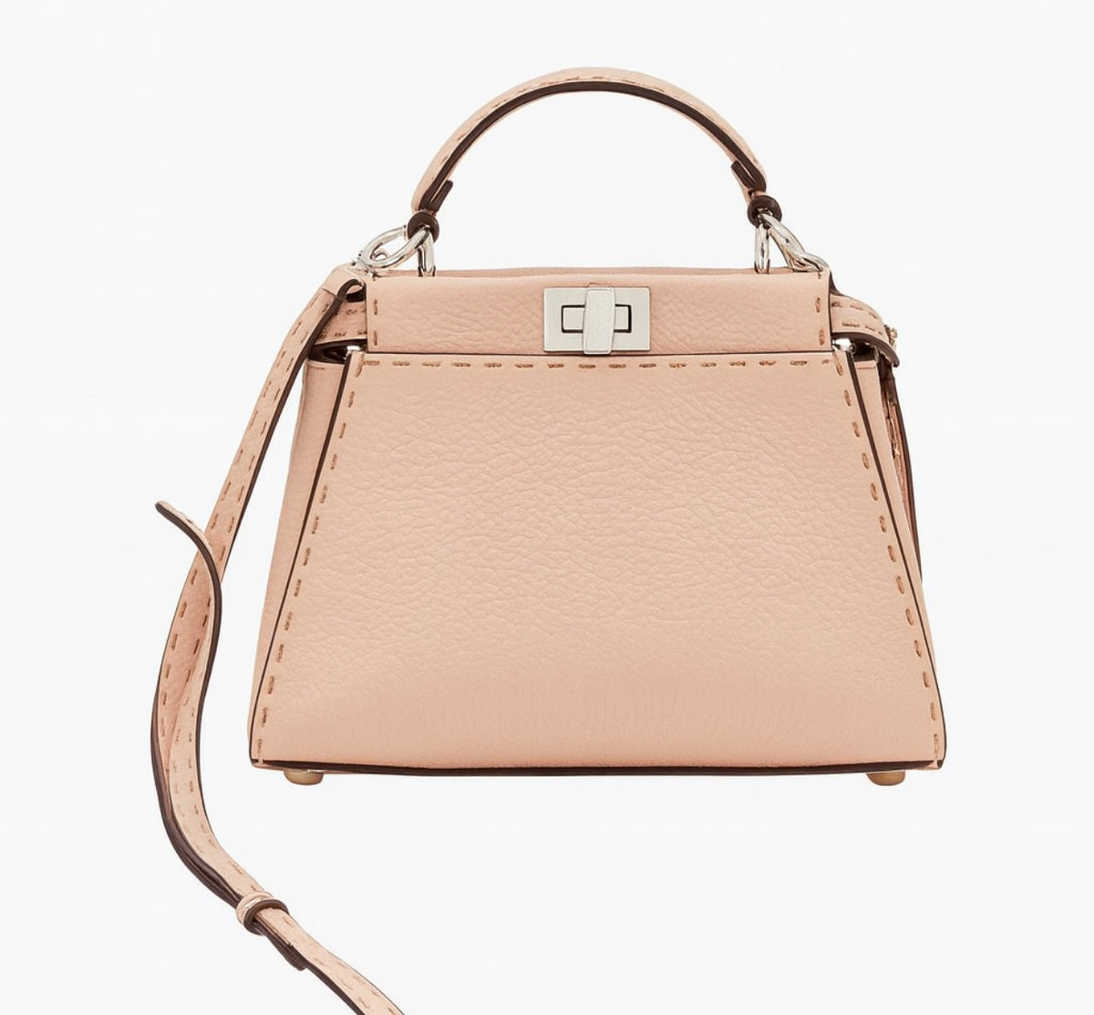 Fendi Pink Selleria Leather Mini Peekaboo Top Handle Bag Handbag ladies